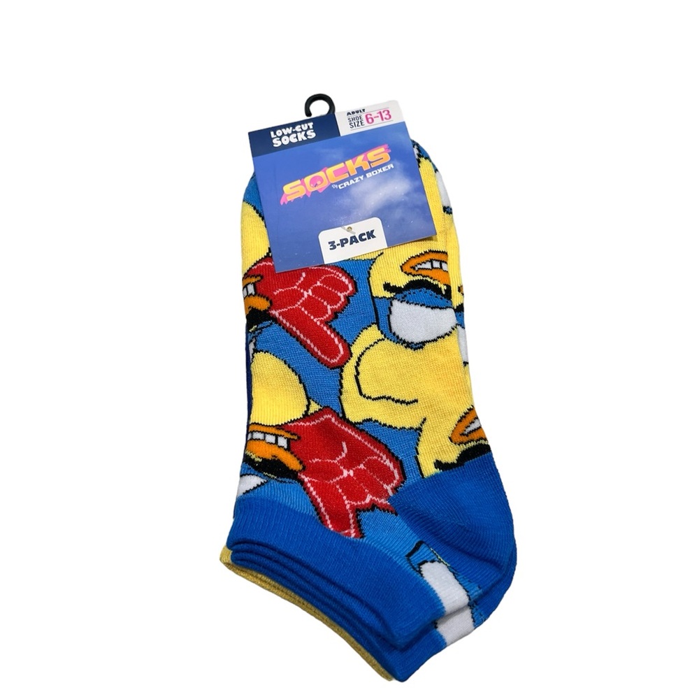 Socks by CRAZYBOXER Ducks & Parrots Low Cut Socks  (3 Pack) Adult Size 6-13